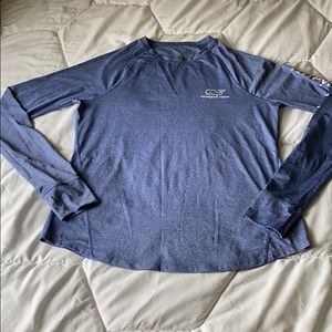 Long-Sleeve Heather Blue Vintage Whale Performance